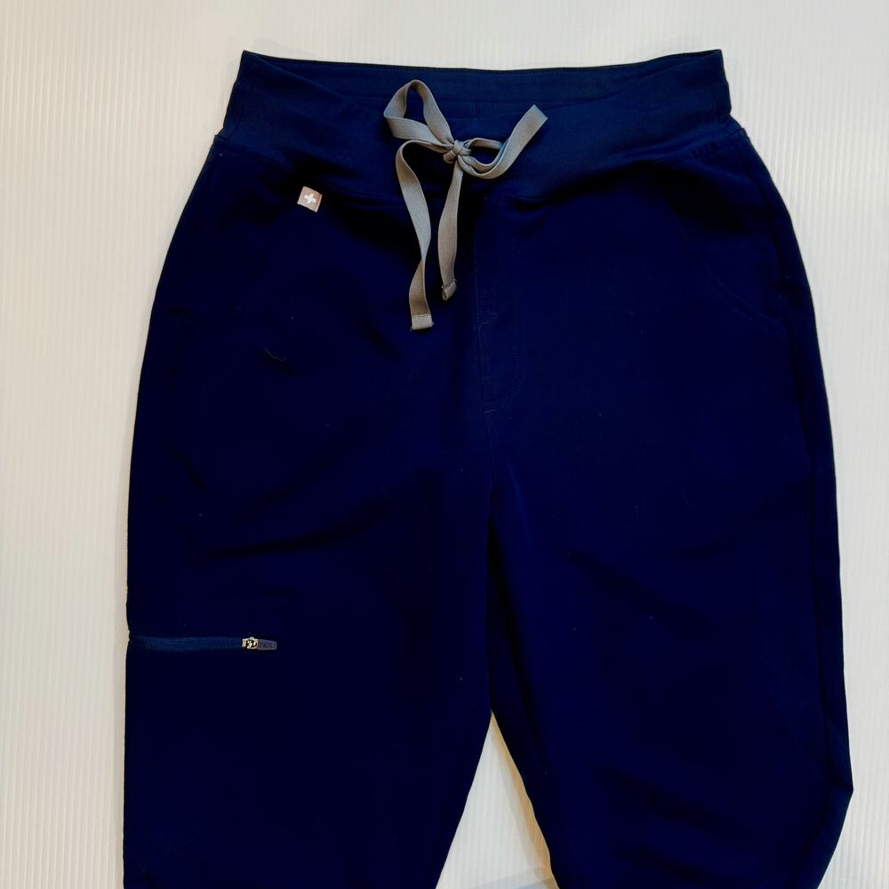 FIGS Zamora Jogger Scrub Pants Women’s XS Navy Blue Silver Drawstring Healthcare - Picture 4 of 9